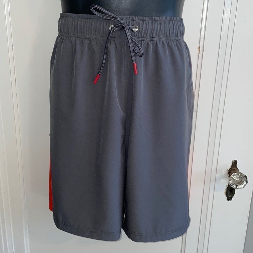 Prince & Fox‎ gray polyester/spandex elastic waistband with orange detailing